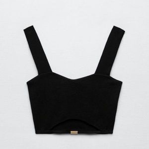 Zara Black Cut-Out Crop Top